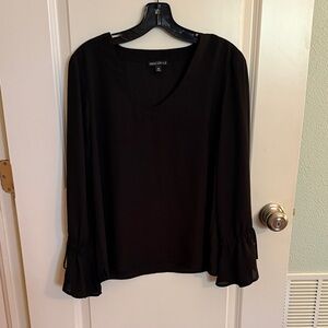 J. Crew Factory Black Blouse with Flared Sleeves